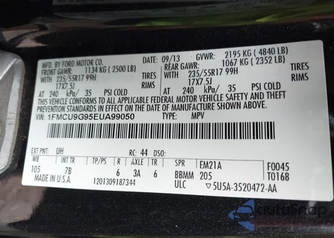 2014 Ford Escape Se из США, поврежденный, VIN 1FMCU9G95EUA99050